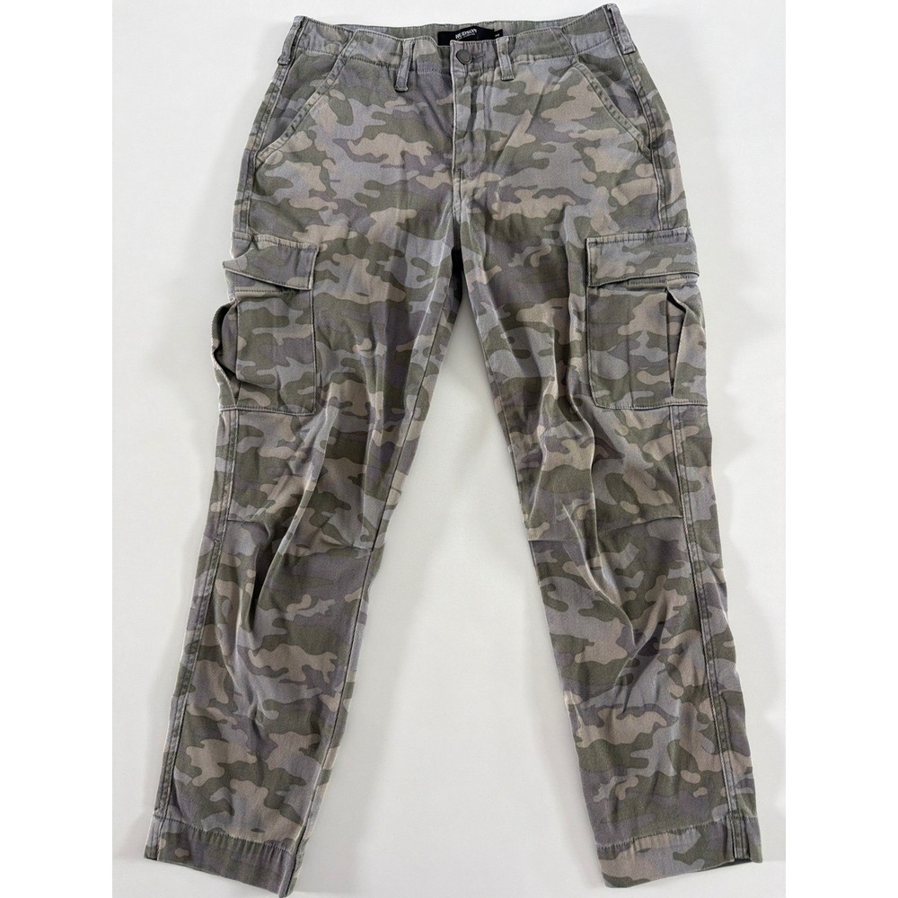 Hudson Los Angeles Camo Cargo Pants Womens 26 Green Grey Utility Straight Leg